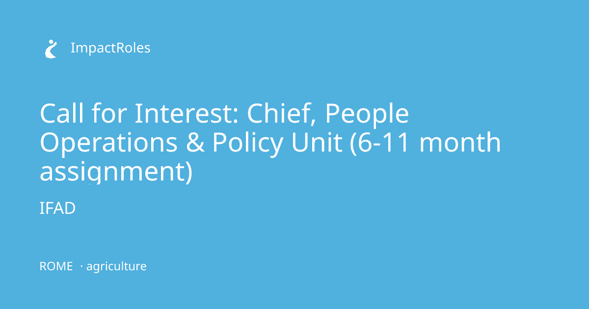 Call for Interest: Chief, People Operations & Policy Unit (6-11 month ...